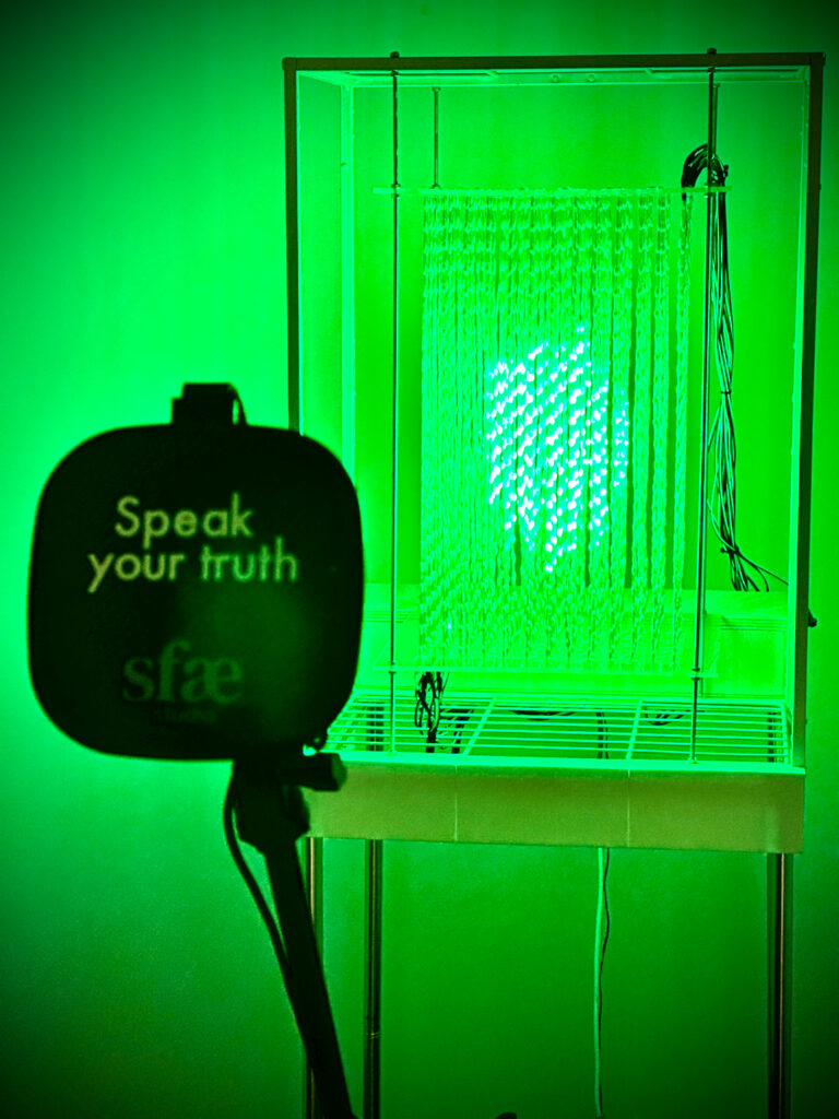 Speak Your Truth-invitation for adding your sound to the volumetric led screen of the Echo Chamber.